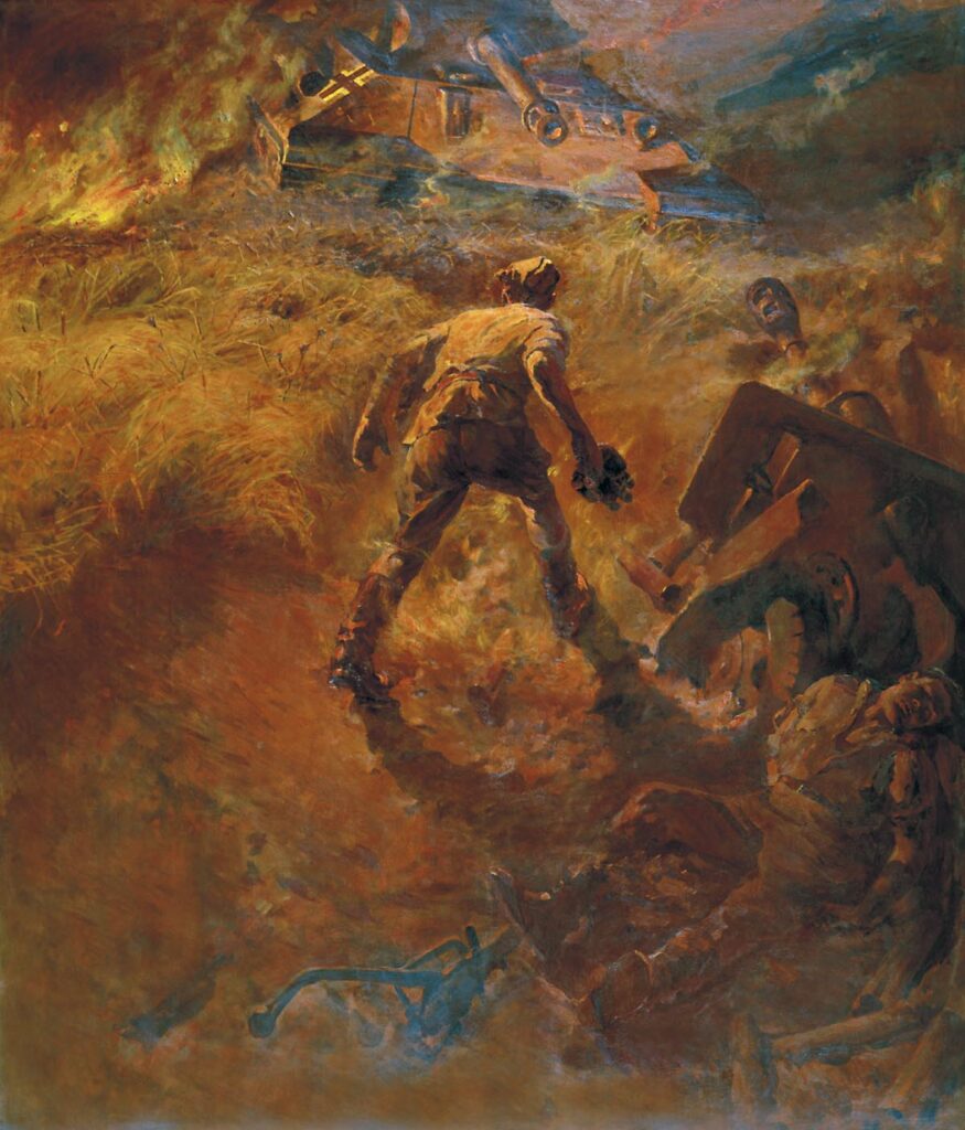 П. Кривоногов «Поединок», 1964 г. Центральный музей Вооружённых Сил РФ, Москва.