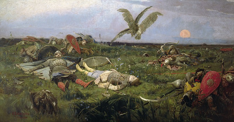 В. М. Васнецов «После побоища Игоря Святославича с половцами», 1880 г. Государственная Третьяковская галерея, г. Москва.