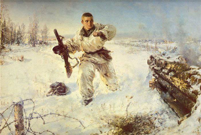 В. Е. Памфилов «Подвиг А. Матросова», 1973 г. Центральный музей Вооружённых Сил, г. Москва.