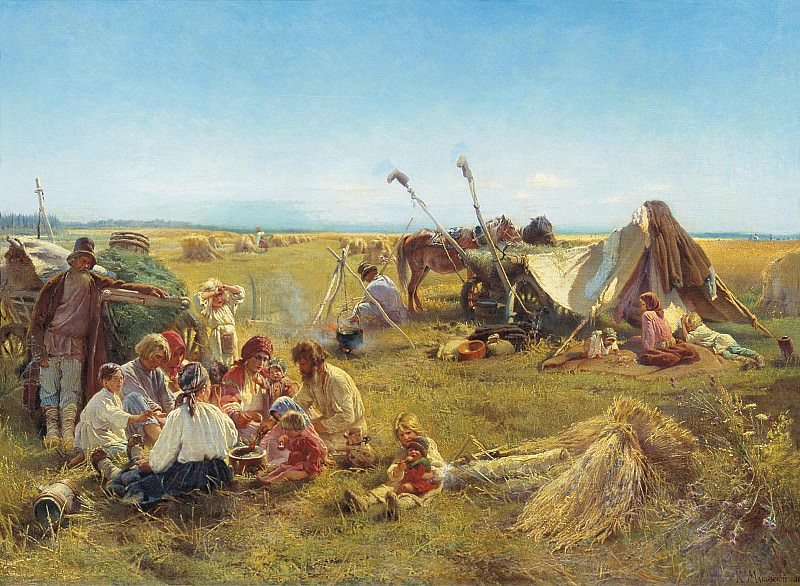 К. Е. Маковский «Крестьянский обед в поле»,1871 г. Таганрогский художественный музей.