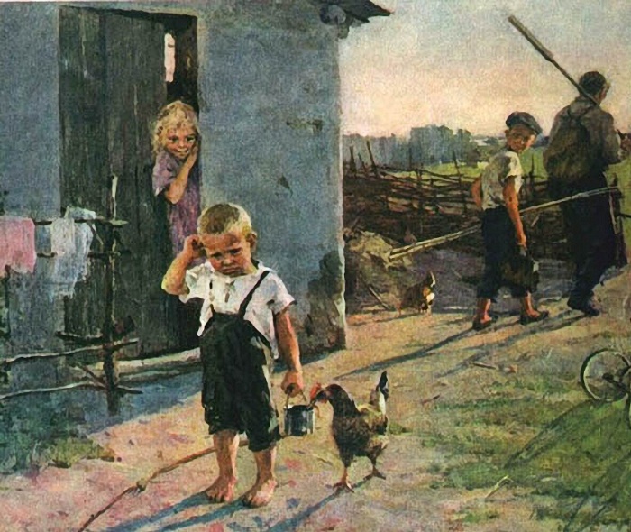 К. Успенская «Не взяли на рыбалку», 1955 г. Государственная Третьяковская галерея, г. Москва 