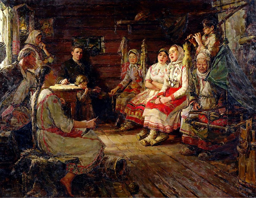 П. Г. Кипарисов «Песня. (К.В. Иванов слушает песню)». 1957 г. Чувашский Государственный художественный музей
