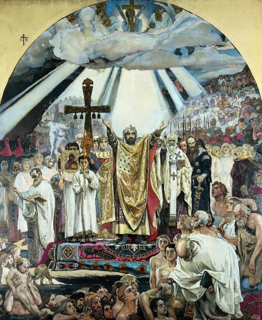 В. Васнецов «Крещение Князя Владимира». Эскиз росписи Владимирского собора в Киеве, 1890 г. Государственная Третьяковская галерея, г. Москва.