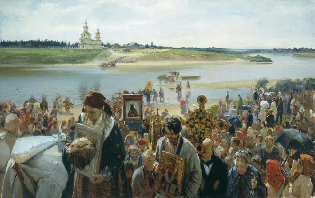 И. Прянишников «Крестный ход», 1893 г. Государственный Русский музей, Санкт-Петербург.