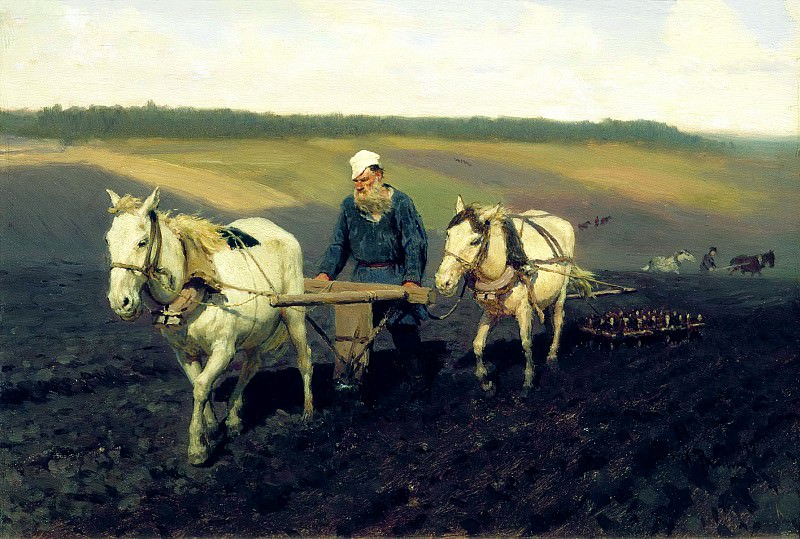 И. Репин «Пахарь. Лев Толстой на пашне», 1887 г. Государственная Третьяковская галерея, г. Москва.