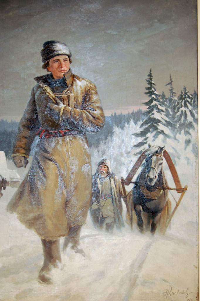 Н. И. Кисляков «Юноша Ломоносов на пути в Москву», 1951 г. Историко-мемориальный музей М.В. Ломоносова.