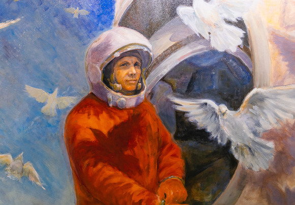 В. А. Джанибеков «Гагарин перед стартом», 1988 г. Музей космонавтики, г. Москва.