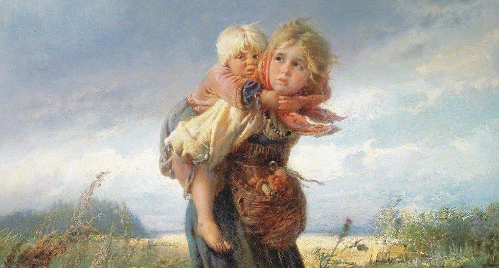 К. Е. Маковский «Дети, бегущие от грозы», 1872 г. Государственная Третьяковская галерея, г. Москва.