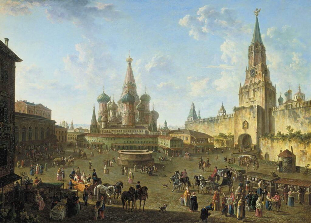 Ф. Я. Алексеев «Красная площадь в Москве», 1801 г. Государственная Третьяковская галерея, Москва.