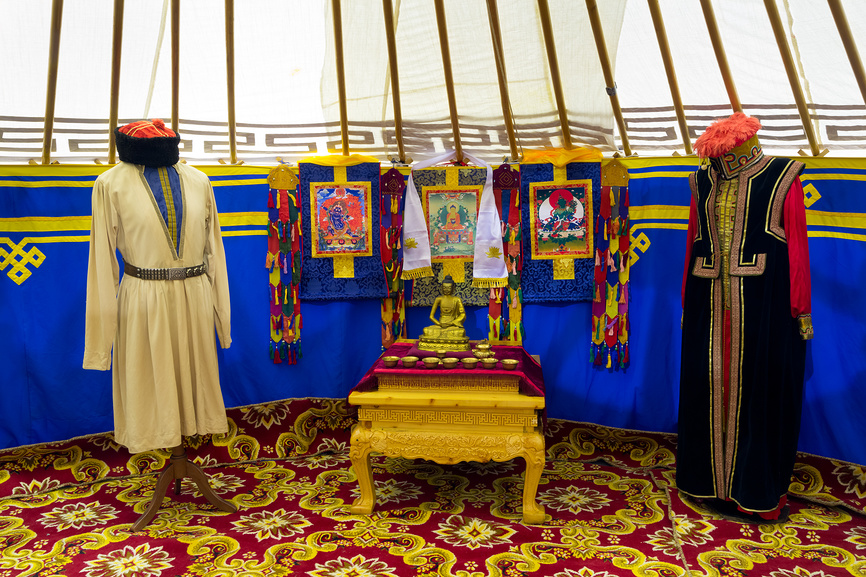 Юрта калмыка внутри, фрагмент выставочного стенда