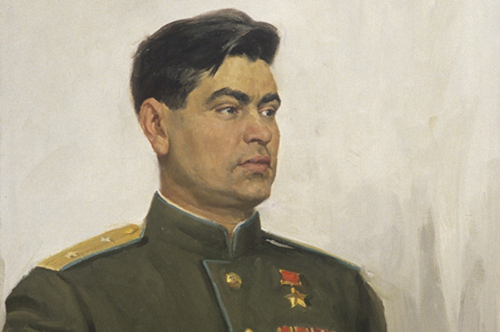 Портрет Героя Советского Союза, лётчика-истребителя майора Алексея Маресьева, художник К. Максимов. 1949 г.