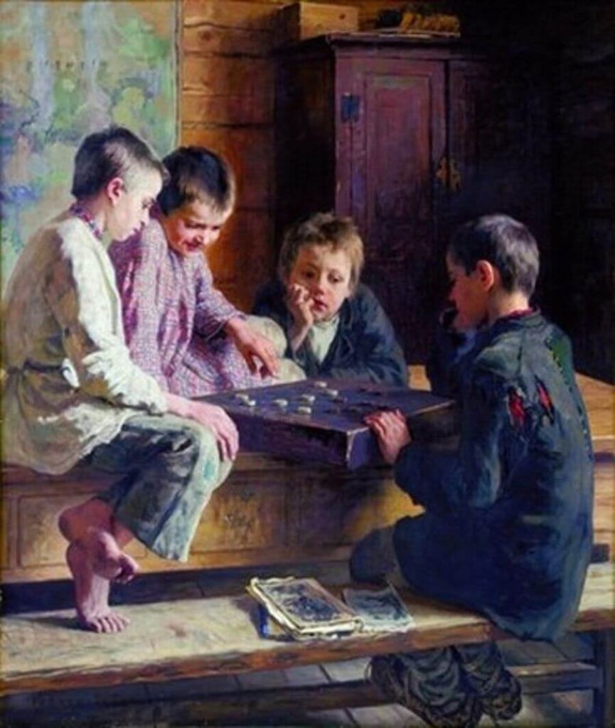 Н. П. Богданов-Бельский «Между уроками», 1903 г. Новосибирский государственный художественный музей.