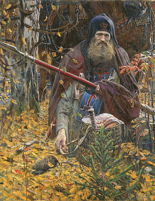 Павел Рыженко «Молитва Пересвета», 2005 г. Государственный музей-заповедник Куликово поле, д. Моховое.