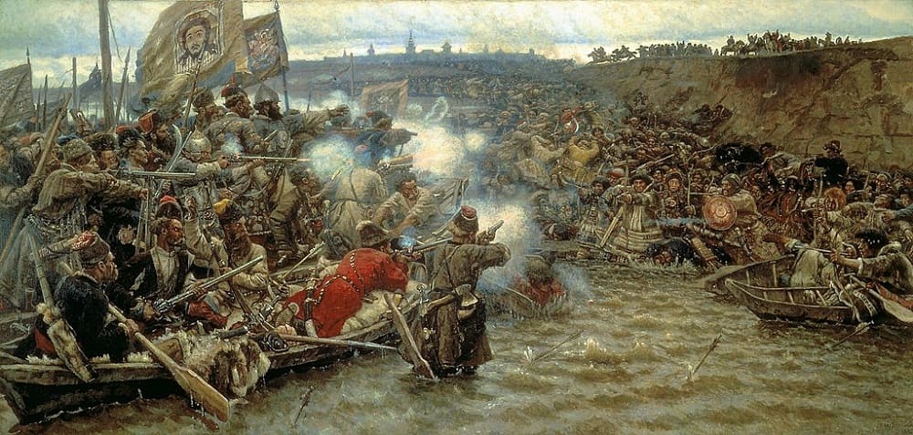 В. И. Суриков «Покорение Сибири Ермаком Тимофеевичем», 1895 г. Государственный Русский музей, г. Санкт-Петербург, Россия
