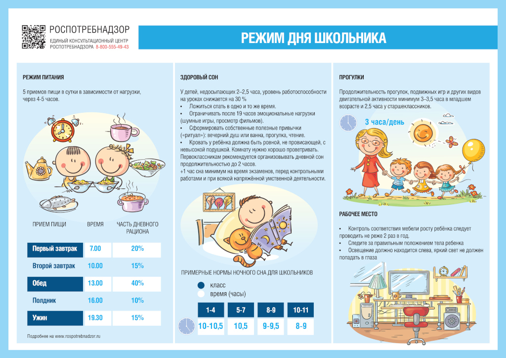 Распорядок дня школьника