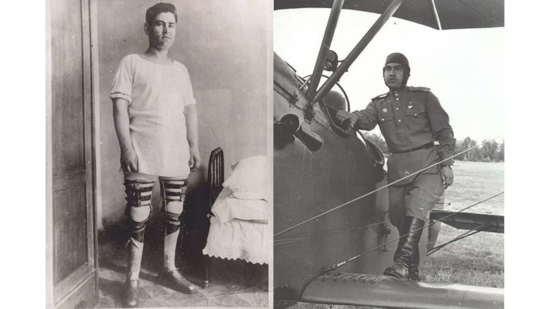 Алексей Маресьев на протезах