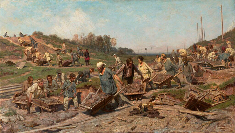 Ремонтные работы на железной дороге, 1874 г.